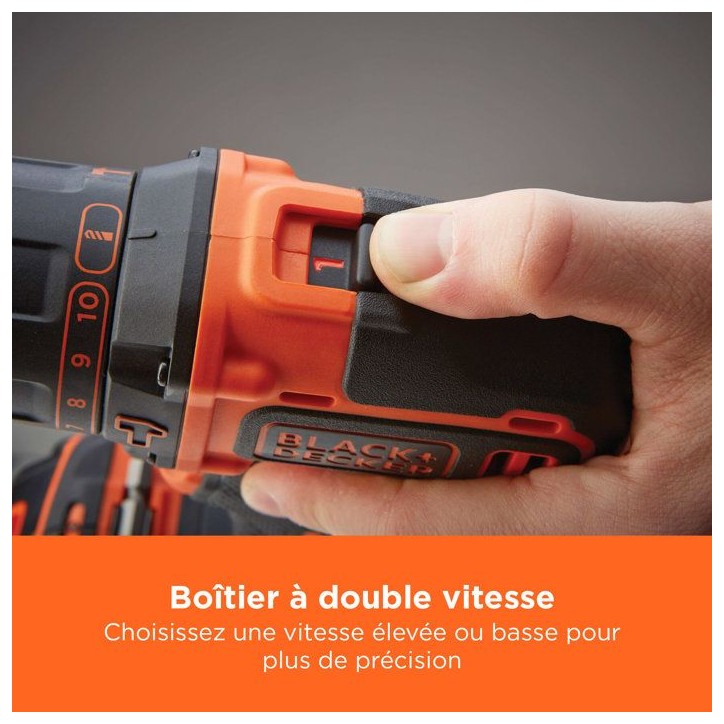 Perceuse-visseuse a percussion sans fil BlackDecker BDCHD18K - 18V Li-ion 1,5 Ah - Chargeur et coffre inclus Perceuse-visseuse a percussion sans fil BlackDecker BDCHD18K - 18V Li-ion 1,5 Ah - Chargeur et coffre inclus