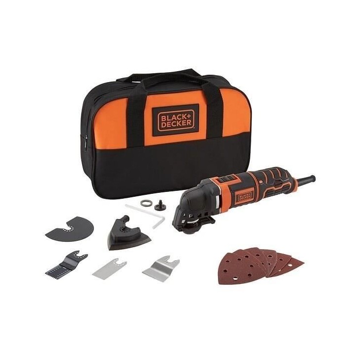Outil multifonction filaire BLACK+DECKER MT300SA2-QS - 300W - Sac a outils avec accessoires Outil multifonction filaire BLACK+DECKER MT300SA2-QS - 300W - Sac a outils avec accessoires