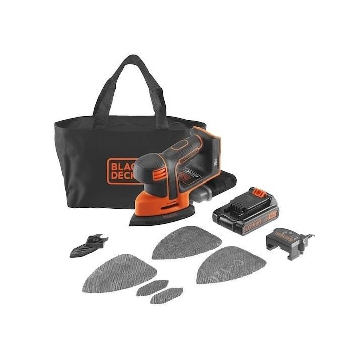 Ponceuse de détail sans fil - BLACK & DECKER - BDCDS18 18V - Design Mouse - Sac a poussiere Ponceuse de détail sans fil - BLACK & DECKER - BDCDS18 18V - Design Mouse - Sac a poussiere