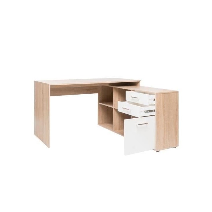 Bureau d'angle LONDON - Panneaux de particules - Décor chene sonoma, blanc - 136 x 75 x 139 cm Bureau d'angle LONDON - Panneaux de particules - Décor chene sonoma, blanc - 136 x 75 x 139 cm
