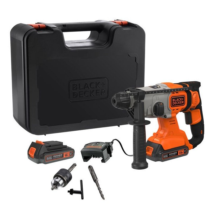 Perforateur BLACK+DECKER BCD900E2K-QW SDS sans fil - 18V - avec 2 batteries 2,5Ah Perforateur BLACK+DECKER BCD900E2K-QW SDS sans fil - 18V - avec 2 batteries 2,5Ah
