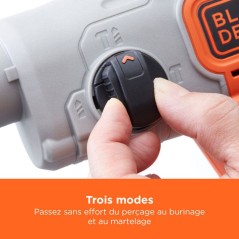 Perforateur BLACK+DECKER BCD900E2K-QW SDS sans fil - 18V - avec 2 batteries 2,5Ah