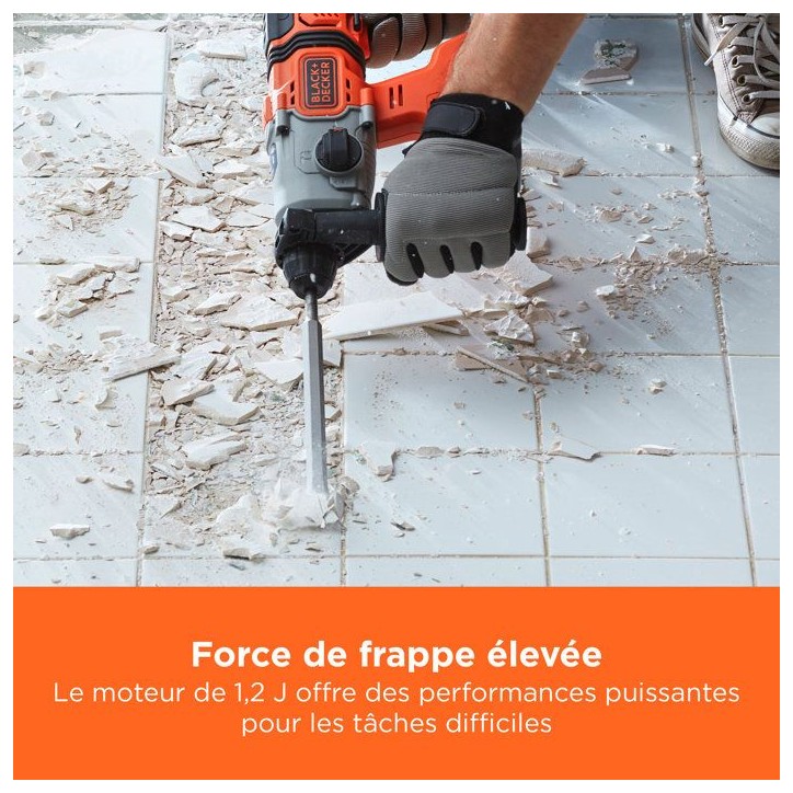 Perforateur BLACK+DECKER BCD900E2K-QW SDS sans fil - 18V - avec 2 batteries 2,5Ah Perforateur BLACK+DECKER BCD900E2K-QW SDS sans fil - 18V - avec 2 batteries 2,5Ah