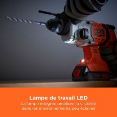 Perforateur BLACK+DECKER BCD900E2K-QW SDS sans fil - 18V - avec 2 batt