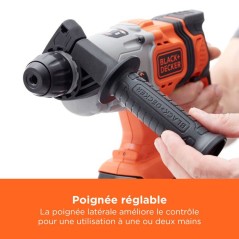 Perforateur BLACK+DECKER BCD900E2K-QW SDS sans fil - 18V - avec 2 batt