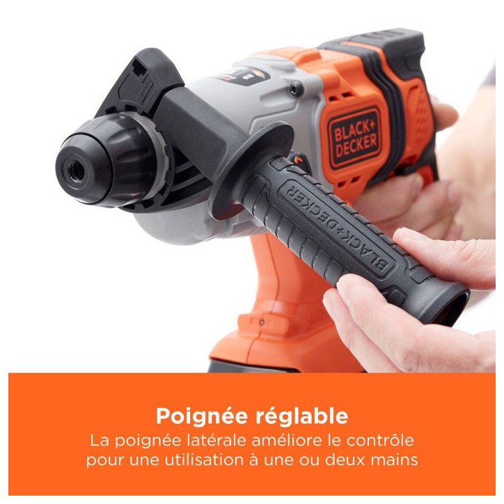 Perforateur BLACK+DECKER BCD900E2K-QW SDS sans fil - 18V - avec 2 batteries 2,5Ah Perforateur BLACK+DECKER BCD900E2K-QW SDS sans fil - 18V - avec 2 batteries 2,5Ah