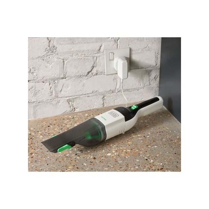 Aspirateur a main BLACK+DECKER REVHV8C-QW REVIVA - 7,2V - 2,0 Ah - Poussiere - Sans base - Blanc/vert Aspirateur a main BLACK+DECKER REVHV8C-QW REVIVA - 7,2V - 2,0 Ah - Poussiere - Sans base - Blanc/vert
