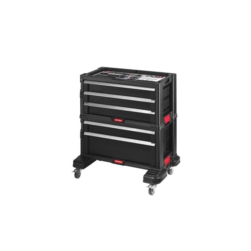 Coffre a outils modulaire - Keter - Noir - 5 tiroirs - 4 roues - Rési