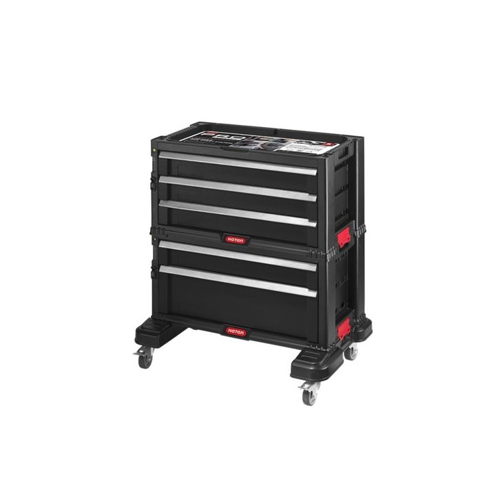 Coffre a outils modulaire - Keter - Noir - 5 tiroirs - 4 roues - Résine Coffre a outils modulaire - Keter - Noir - 5 tiroirs - 4 roues - Résine