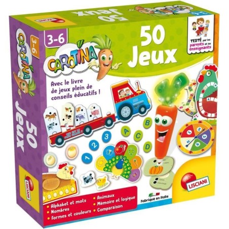 Carotina 50 jeux, Coffret de jeux éducatif,LISCIANI GIOCHI, Rouge, Pr