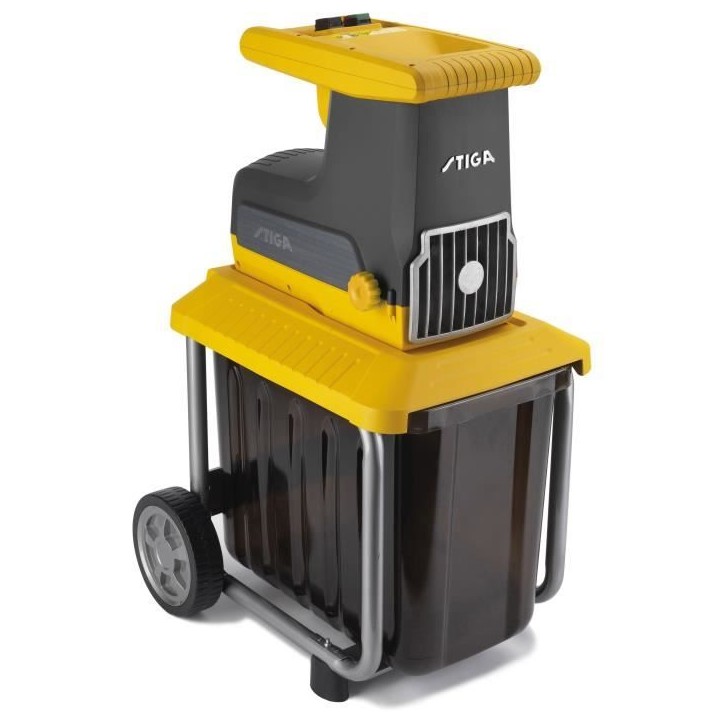 Broyeur électrique - STIGA - BIO SILENT 2500 - Broyage jusqu'a 40 mm - Rotor a 8 dents - Bac 60 L Broyeur électrique - STIGA - BIO SILENT 2500 - Broyage jusqu'a 40 mm - Rotor a 8 dents - Bac 60 L