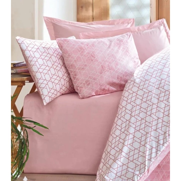 Parure de lit - 1 housse de couette 140 x 200 cm + 2 taies d'oreiller 60 x 60 cm - 100% coton renforcé - Rose Parure de lit - 1 housse de couette 140 x 200 cm + 2 taies d'oreiller 60 x 60 cm - 100% coton renforcé - Rose