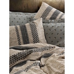 Parure de lit - 1 housse de couette 140 x 200 cm + 2 taies d'oreiller 60 x 60 cm - 100% coton renforcé - Brun