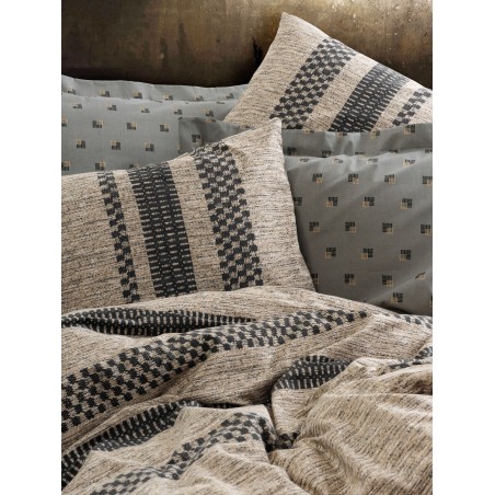 Parure de lit - 1 housse de couette 140 x 200 cm + 2 taies d'oreiller 60 x 60 cm - 100% coton renforcé - Brun