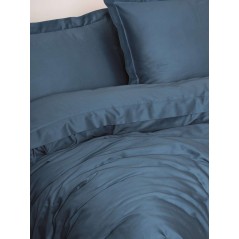 Parure de lit - 1 housse de couette 140 x 200cm + 1 taies d'oreiller 60 x 60 cm - Satin - Bleu