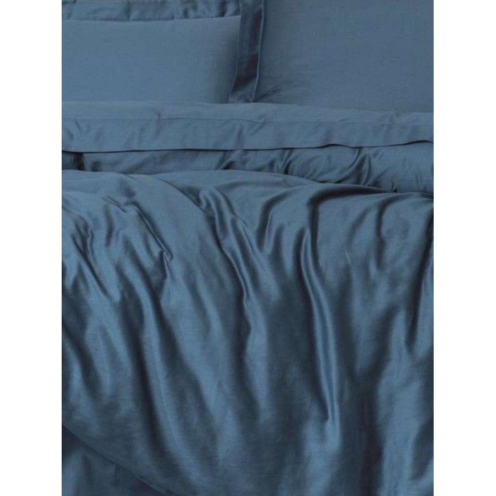 Parure de lit - 1 housse de couette 140 x 200cm + 1 taies d'oreiller 60 x 60 cm - Satin - Bleu Parure de lit - 1 housse de couette 140 x 200cm + 1 taies d'oreiller 60 x 60 cm - Satin - Bleu