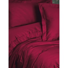 Parure de lit - 1 housse de couette 140 x 200cm + 1 taies d'oreiller 60 x 60 cm - Satin - Rouge bordeaux