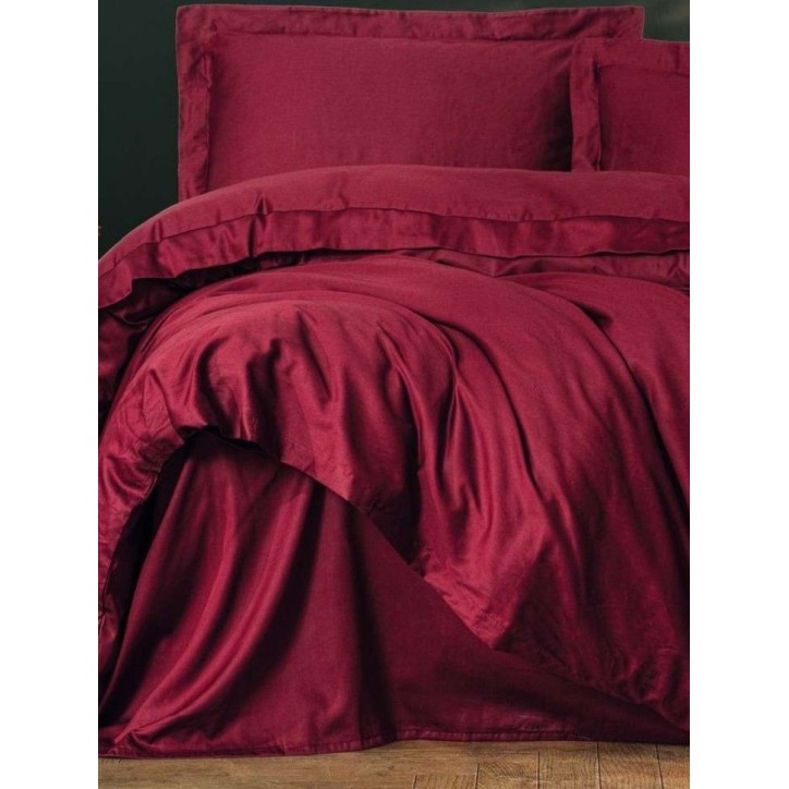 Parure de lit - 1 housse de couette 140 x 200cm + 1 taies d'oreiller 60 x 60 cm - Satin - Rouge bordeaux Parure de lit - 1 housse de couette 140 x 200cm + 1 taies d'oreiller 60 x 60 cm - Satin - Rouge bordeaux
