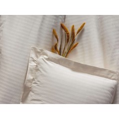 Parure de lit - 1 housse de couette 140 x 200cm + 1 taies d'oreiller 60 x 60 cm - Satin - Imprimé rayures Ecru