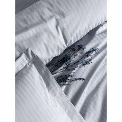Parure de lit - 1 housse de couette 140 x 200cm + 1 taies d'oreiller 60 x 60 cm - Satin - Imprimé rayures Gris