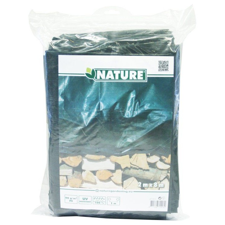Bâche de protection pour tas bois ou autres usages - NATURE - 2 x 8 m - 90g/m² - Vert Bâche de protection pour tas bois ou autres usages - NATURE - 2 x 8 m - 90g/m² - Vert