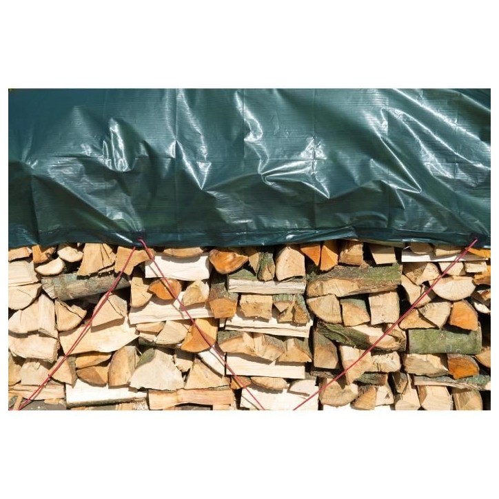 Bâche pour tas de bois - NATURE - 5 x 6 m - HDPE 90 g/m² - 100% étanche - Anti-UV