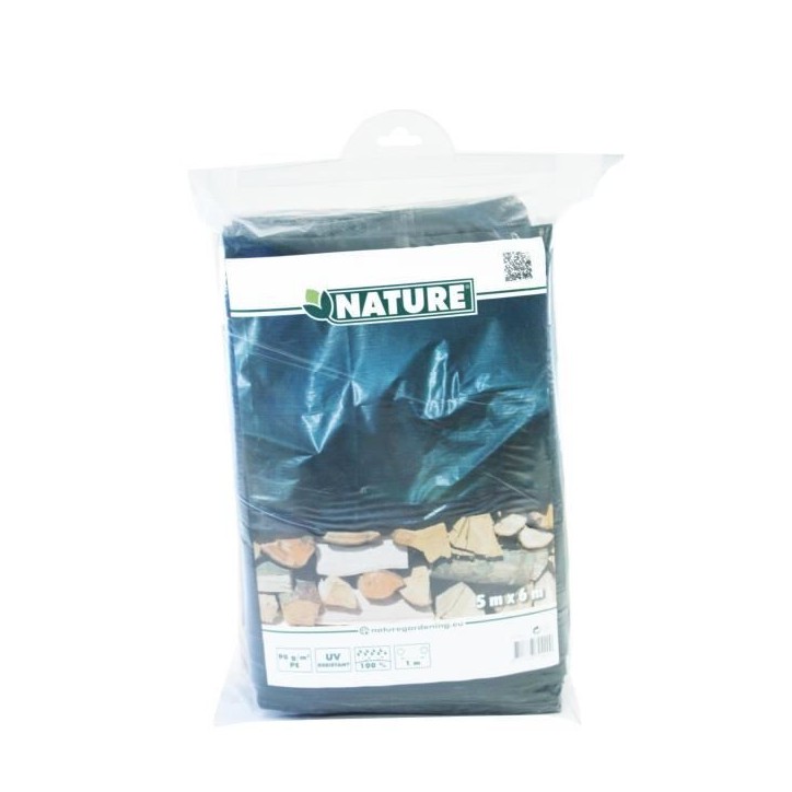 Bâche pour tas de bois - NATURE - 5 x 6 m - HDPE 90 g/m² - 100% étanche - Anti-UV
