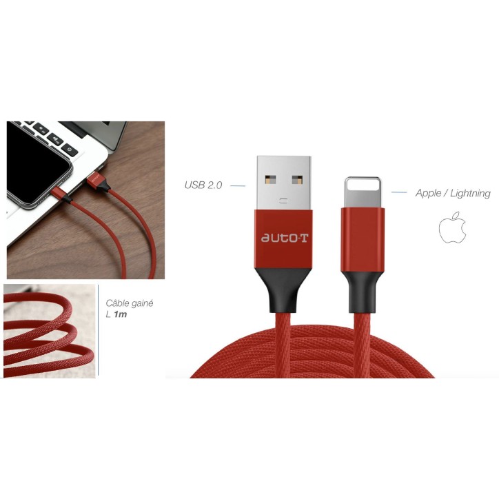 Câble - AUTO T - 540346 - USB 2.0 - Lightning