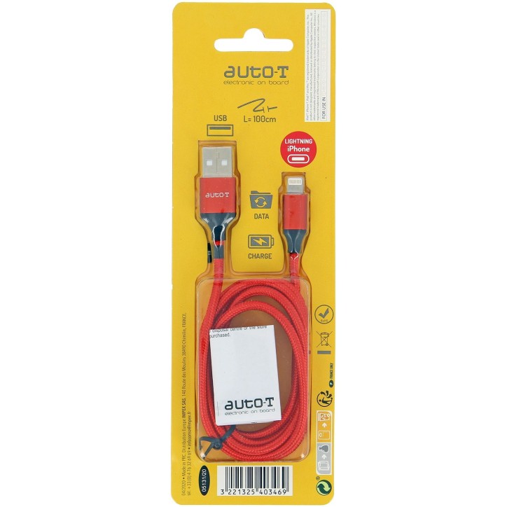 Câble - AUTO T - 540346 - USB 2.0 - Lightning