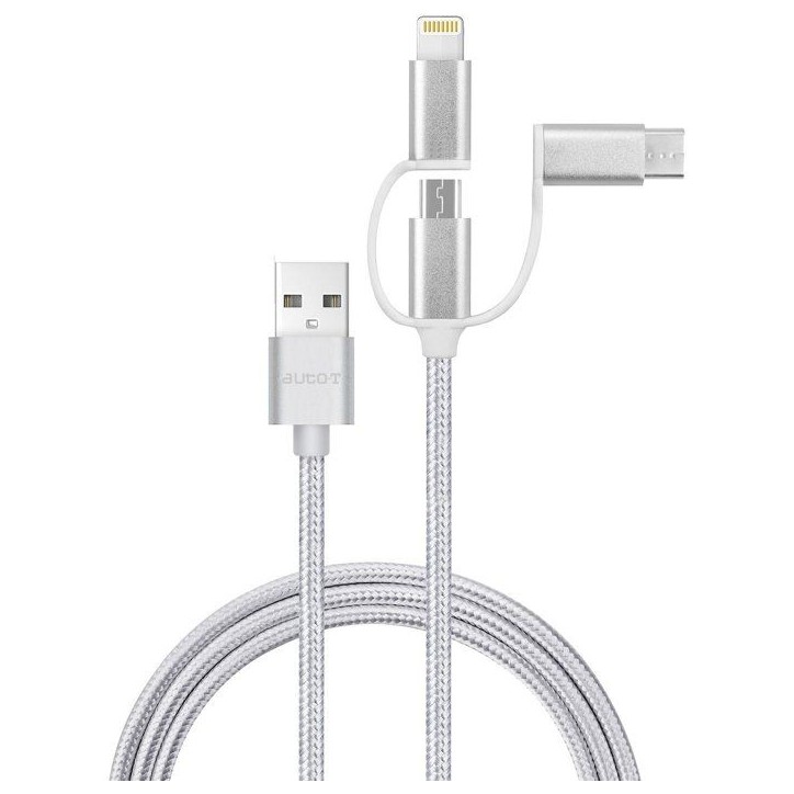Câble 3 en 1 - AUTO T - 540206 - Micro-USB - Apple - USB-C Câble 3 en 1 - AUTO T - 540206 - Micro-USB - Apple - USB-C