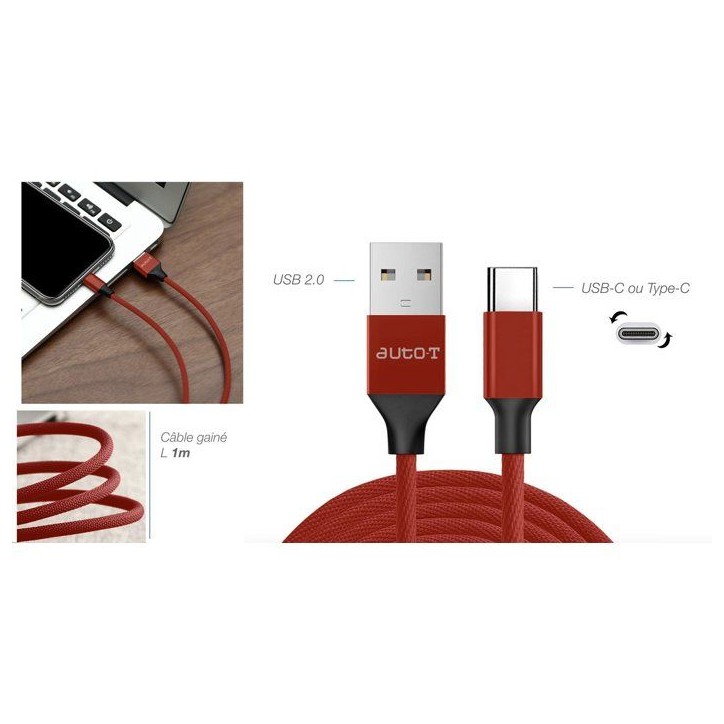Câble - AUTO T - 540347 - USB 2.0 - USB-C