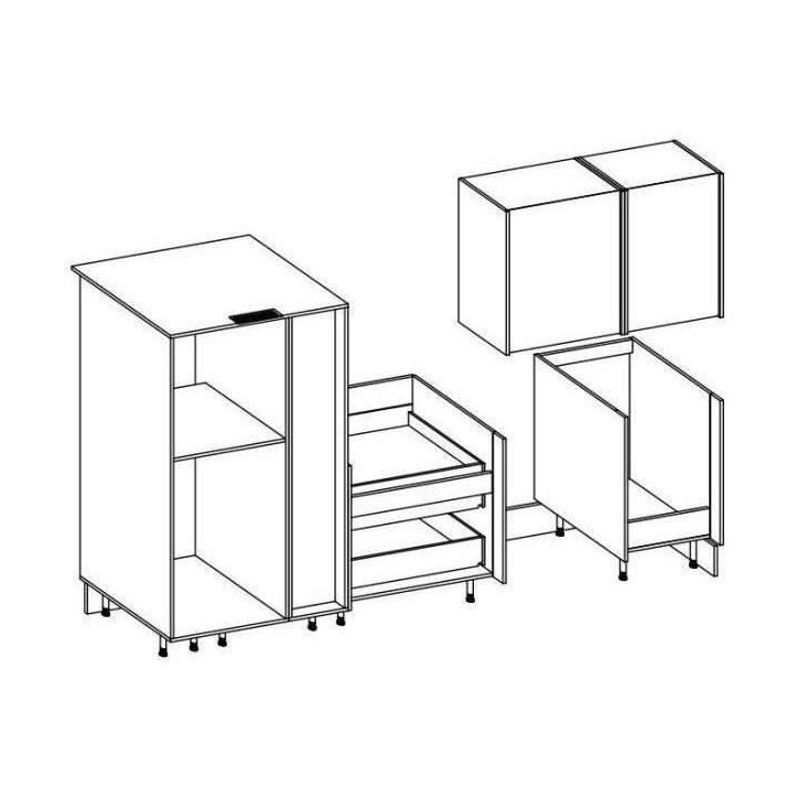 Cuisine complete AYA - Décor noir - L 280 x P 60 x H 214 cm - Plan de travail inclus