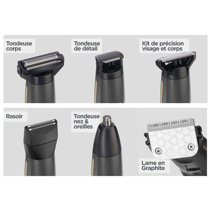 Tondeuse multifonction 12 en 1 - BABYLISS - P1364E - Lames graphite - Waterproof - Kit complet Tondeuse multifonction 12 en 1 - BABYLISS - P1364E - Lames graphite - Waterproof - Kit complet