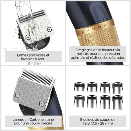 Tondeuse cheveux - BABYLISS - P1360E - Lithium-ion - Lames carbone titane - 45 hauteurs de coupe