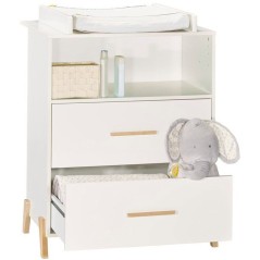 Commode a langer - Babyprice - Joy Naturel - 2 tiroirs - 1 niche - Bla