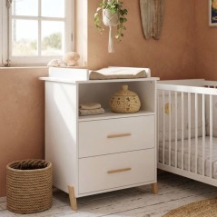 Commode a langer - Babyprice - Joy Naturel - 2 tiroirs - 1 niche - Bla