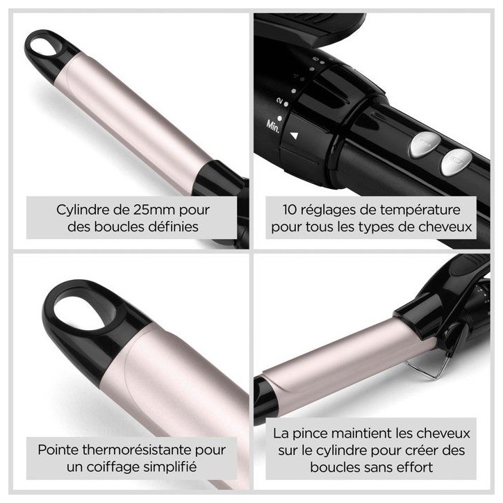 Boucleur - BaByliss - C325E Curling Tong - 25 mm - Pour des Boucles Rapides et Rebondies Boucleur - BaByliss - C325E Curling Tong - 25 mm - Pour des Boucles Rapides et Rebondies