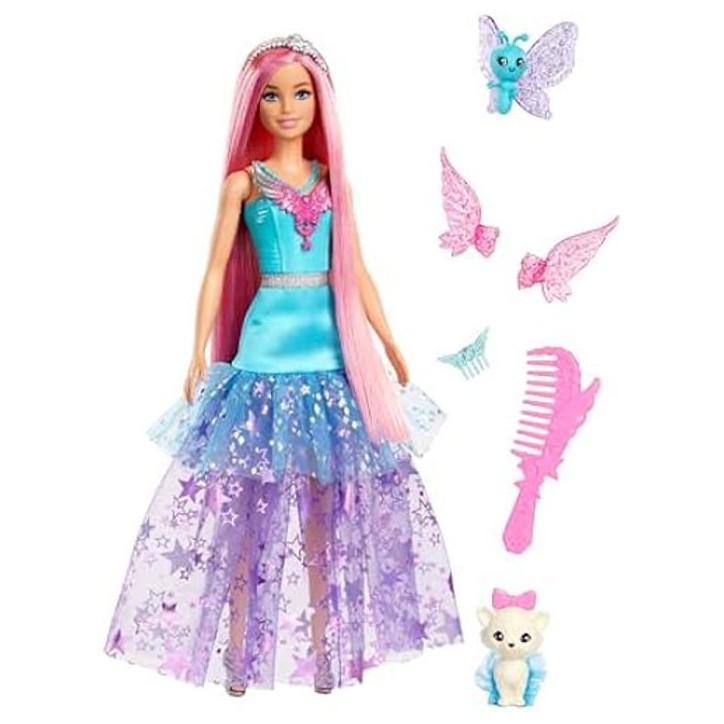 Poupée Barbie - BARBIE - Malibu A Touch of Magic - Cheveux longs 18 cm - Robe fantaisie - Animaux inclus Poupée Barbie - BARBIE - Malibu A Touch of Magic - Cheveux longs 18 cm - Robe fantaisie - Animaux inclus