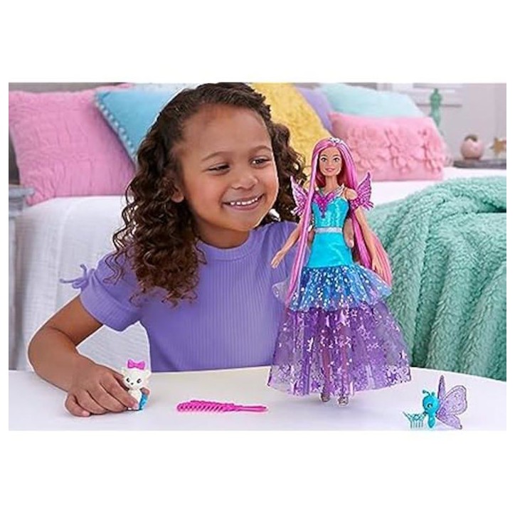Poupée Barbie - BARBIE - Malibu A Touch of Magic - Cheveux longs 18 cm - Robe fantaisie - Animaux inclus Poupée Barbie - BARBIE - Malibu A Touch of Magic - Cheveux longs 18 cm - Robe fantaisie - Animaux inclus
