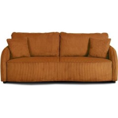 Canapé convertible 3 places - BARI - Velours cotelé - Terracotta - C