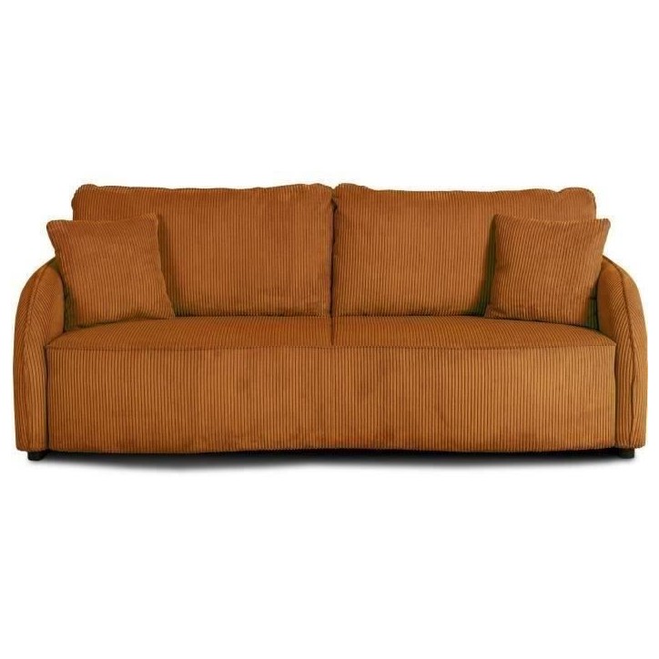 Canapé convertible 3 places - BARI - Velours cotelé - Terracotta - Coffre de rangement - 215 x 89 x 100 cm Canapé convertible 3 places - BARI - Velours cotelé - Terracotta - Coffre de rangement - 215 x 89 x 100 cm