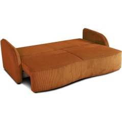Canapé convertible 3 places - BARI - Velours cotelé - Terracotta - C