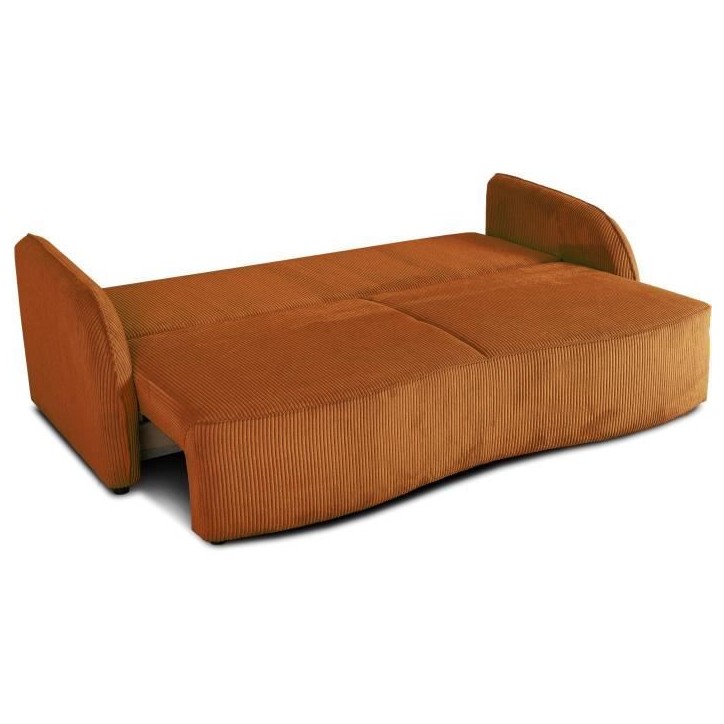Canapé convertible 3 places - BARI - Velours cotelé - Terracotta - Coffre de rangement - 215 x 89 x 100 cm Canapé convertible 3 places - BARI - Velours cotelé - Terracotta - Coffre de rangement - 215 x 89 x 100 cm
