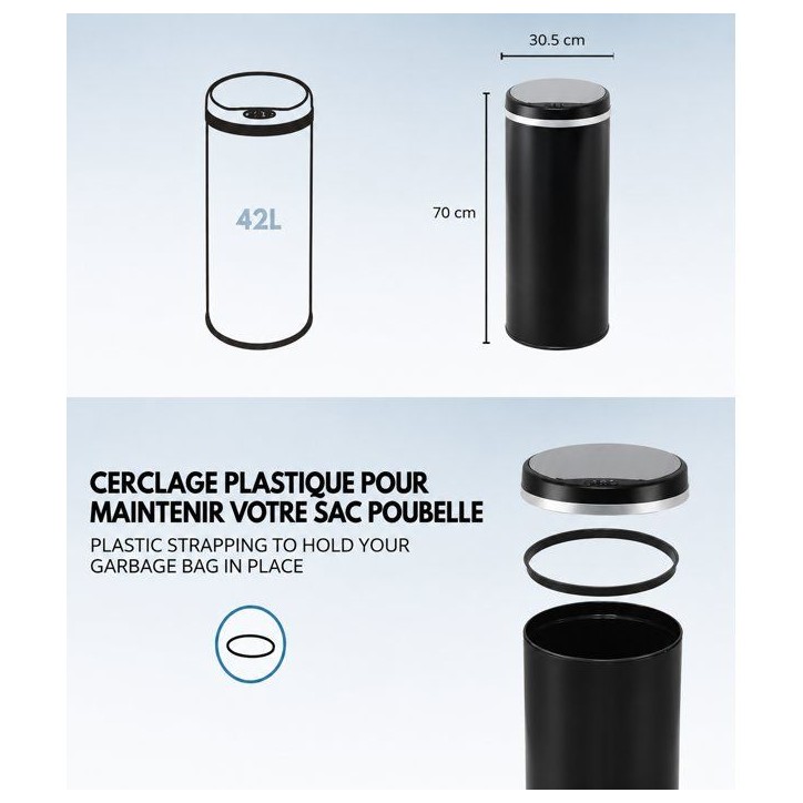 Poubelle Automatique - SOHO - KITCHEN MOVE - 42 L - Noir Poubelle Automatique - SOHO - KITCHEN MOVE - 42 L - Noir
