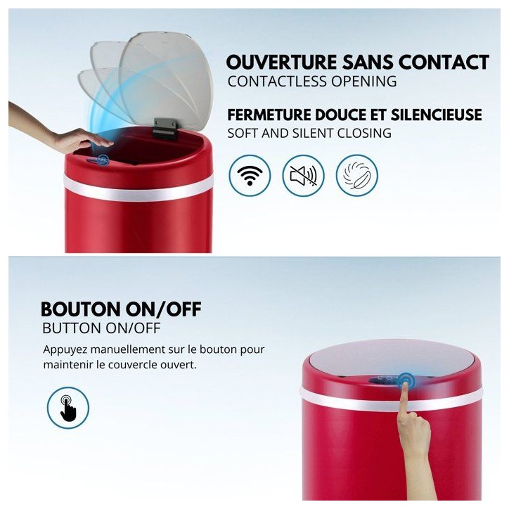 Poubelle Automatique - SOHO - KITCHEN MOVE - 42 L - Rouge Mat Poubelle Automatique - SOHO - KITCHEN MOVE - 42 L - Rouge Mat