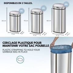 MAJESTIC - Poubelle de Cuisine Automatique - KITCHEN MOVE - 80L - Inox