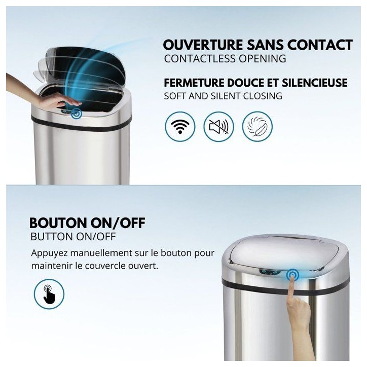 MAJESTIC - Poubelle de Cuisine Automatique - KITCHEN MOVE - 80L - Inox Poli MAJESTIC - Poubelle de Cuisine Automatique - KITCHEN MOVE - 80L - Inox Poli