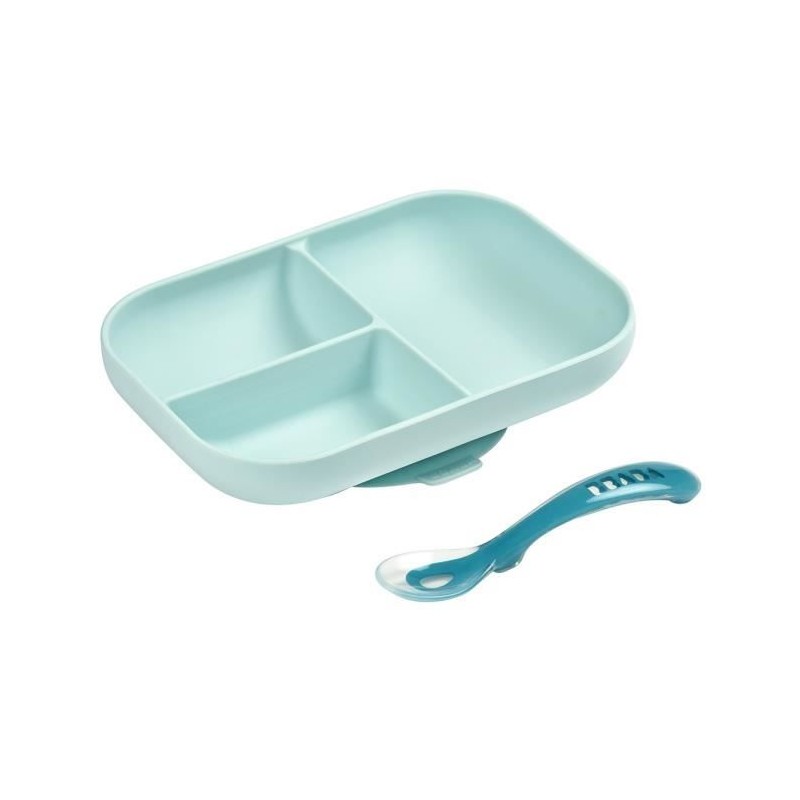 BEABA, Set Repas Bébé, Avec Ventouse, Anti dérapant, Assiette Silic