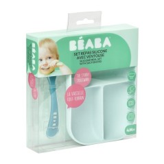 BEABA, Set Repas Bébé, Avec Ventouse, Anti dérapant, Assiette Silic