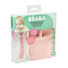 BEABA, Set Repas Bébé, Avec Ventouse, Anti dérapant, Assiette Silic